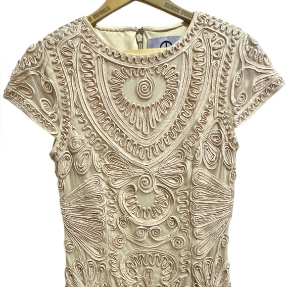 JS Collections Cocktail Dress 2 Light Blush Pink Embroidered Sheer Cap Sleeves - Picture 10 of 13